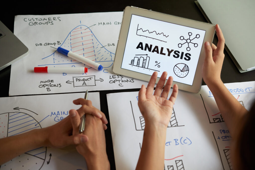 Discussing charts and graphs-seo services