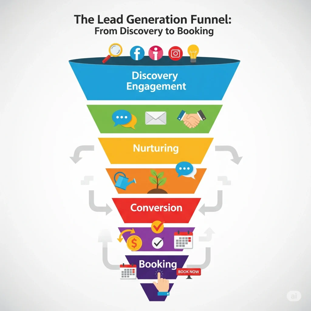 The Lead Generation Funnel: From Discovery to Booking - Business Leads for a Hotel Business