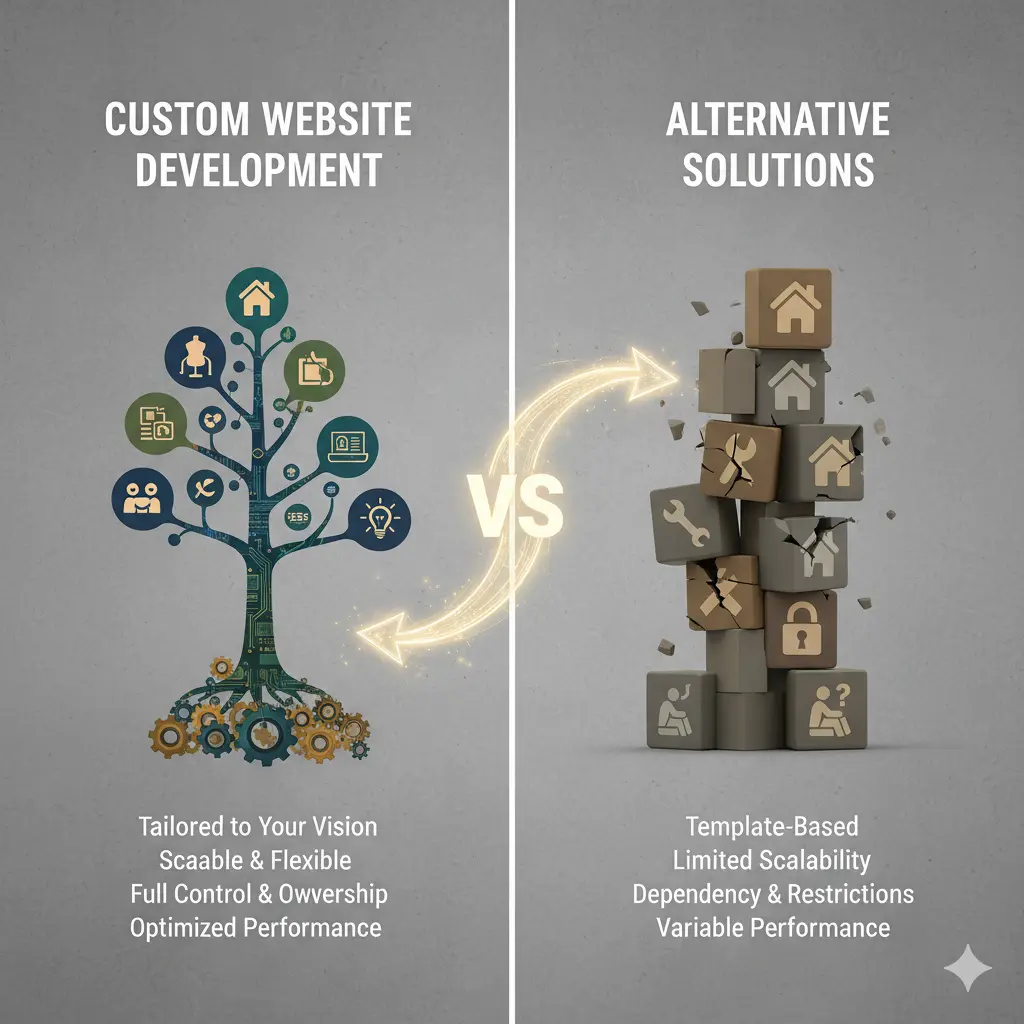 Custom Website Development vs. Alternative Solutions - Custom Website Development in USA