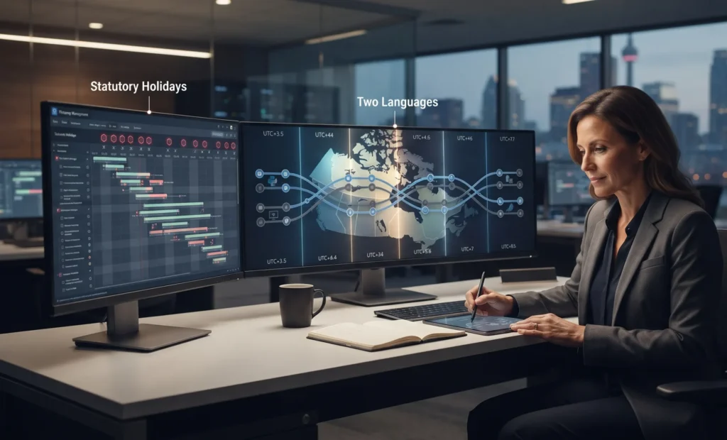 Canadian Coverage Planning: Six Time Zones, Two Languages, and Statutory Holidays;virtual assistant services in Canada