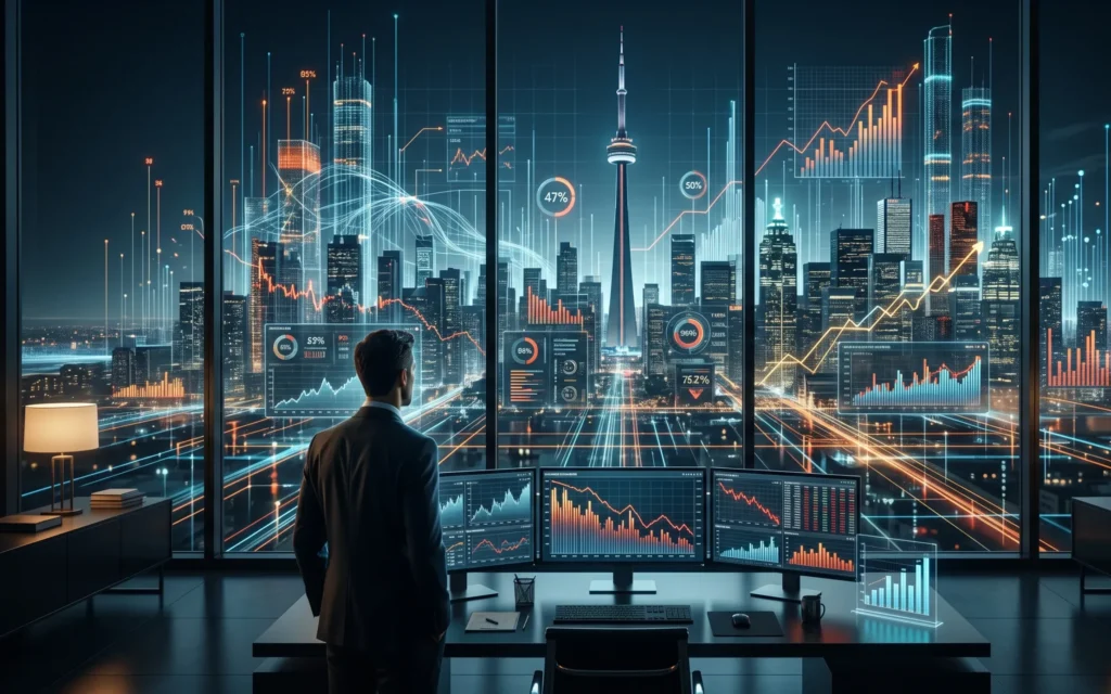 Toronto's Digital Market in Numbers: Why Winning Got Harder; Best digital marketing agency in Toronto 2026 – Toronto skyline with search and AI