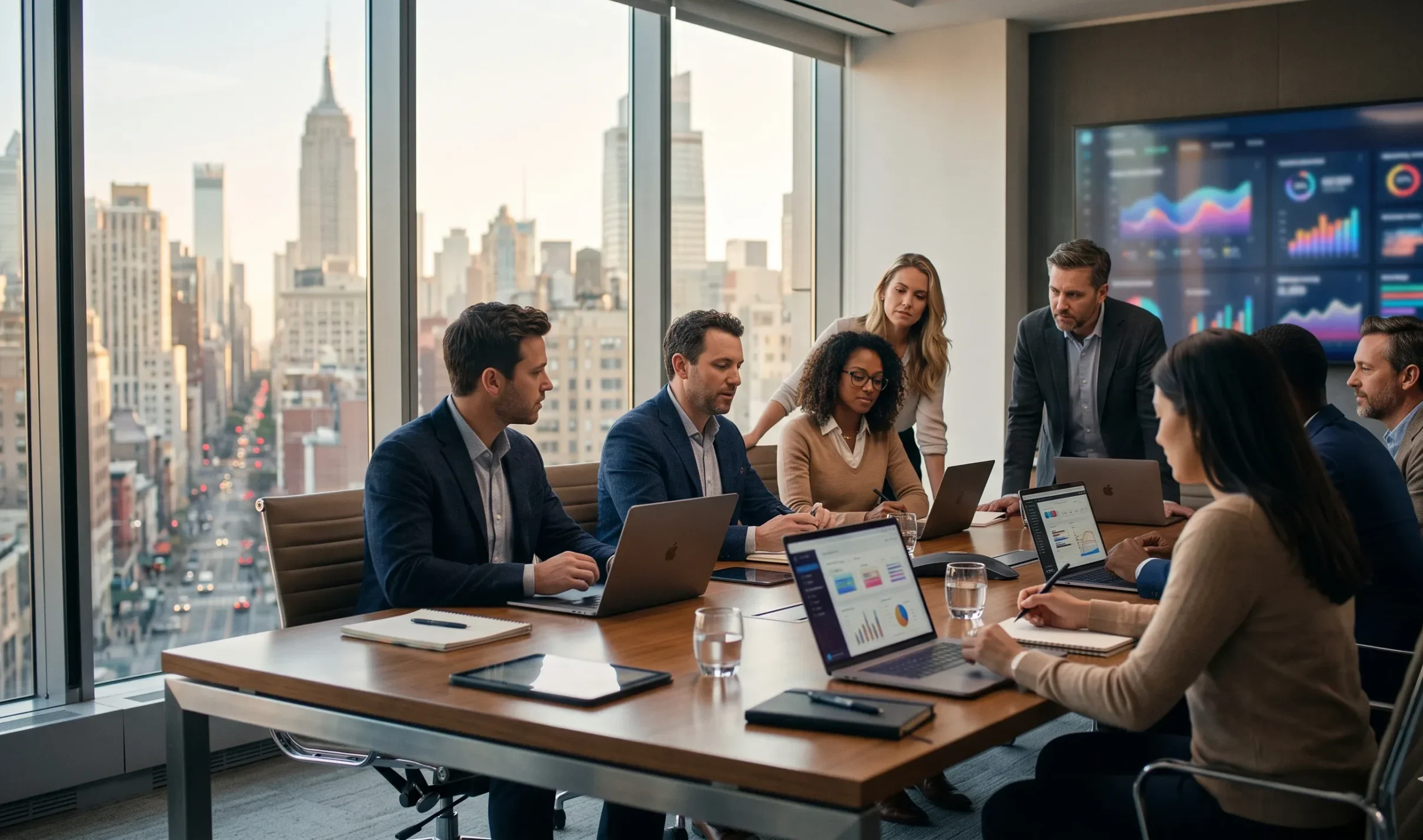 How Much Does a Digital Marketing Company Cost in New York? ; Best digital marketing company in New York 2026 – Manhattan skyline with search and AI icons