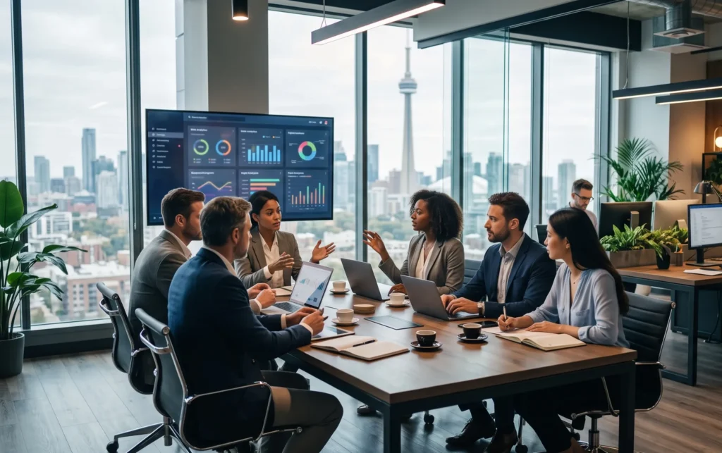 How Much Does a Digital Marketing Agency Cost in Toronto?; Best digital marketing agency in Toronto 2026 – Toronto skyline with search and AI