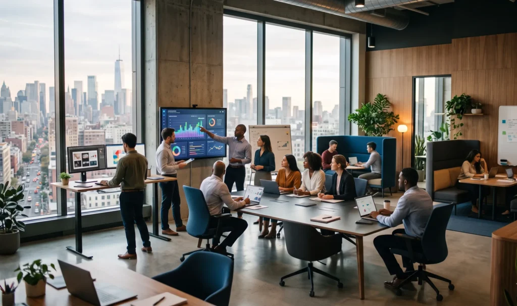 What Is a Digital Marketing Company? The New York Market in 2026 :Best digital marketing company in New York 2026 – Manhattan skyline with search and AI icons