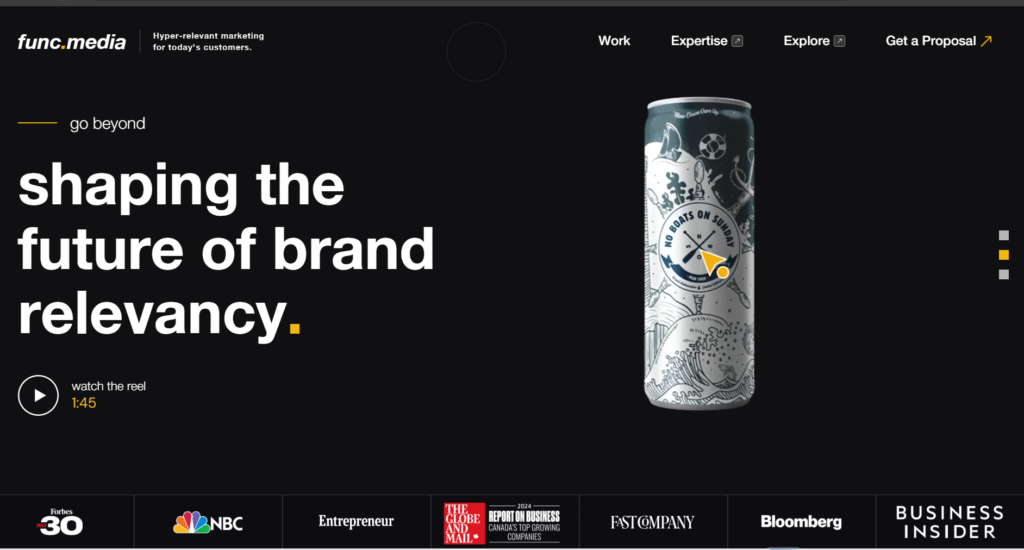 8. func.media: Best for Social Media and Content Production ; Best digital marketing agency in Toronto 2026 – Toronto skyline with search and AI