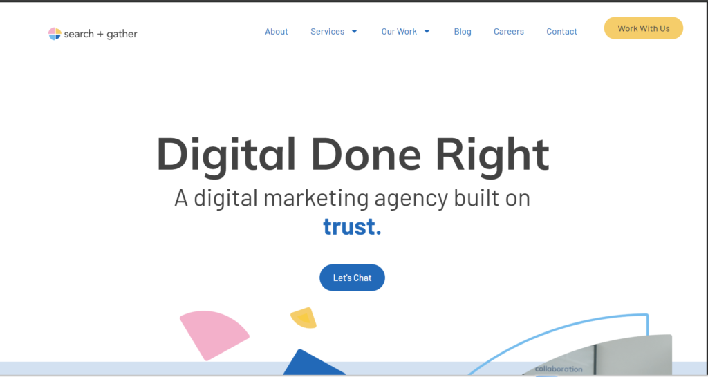 5. Search + Gather: Best for Performance Media and Start-ups; Best digital marketing agency in Toronto 2026 – Toronto skyline with search and AI