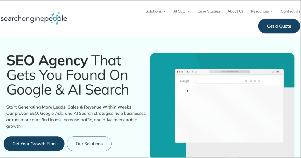2. Search Engine People: Best for Long-Term Organic Search ;Best digital marketing agency in Toronto 2026 – Toronto skyline with search and AI