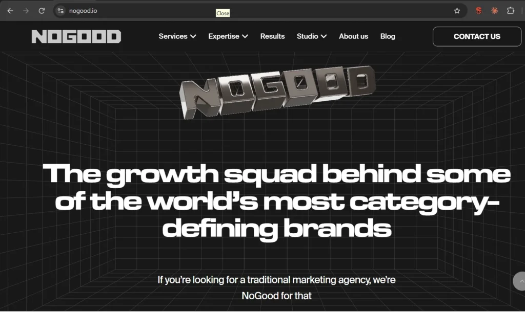 2. NoGood: Best for Growth Marketing and AEO ;Best digital marketing company in New York 2026 – Manhattan skyline with search and AI icons